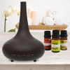 Essential Oil Diffuser Ultrasonic Humidifier Aromatherapy LED Light 200ML 3 Oils – Dark Wood Grain