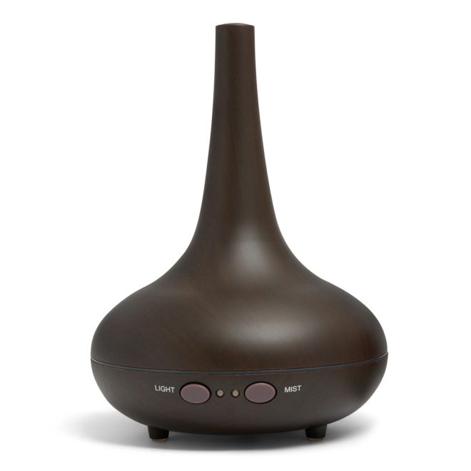 Essential Oil Diffuser Ultrasonic Humidifier Aromatherapy LED Light 200ML 3 Oils – Dark Wood Grain