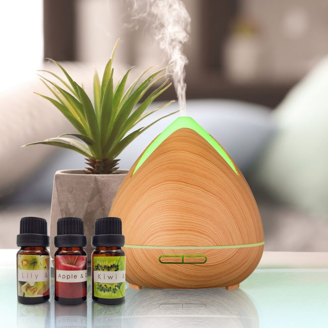 Essential Oils Ultrasonic Aromatherapy Diffuser Air Humidifier Purify 400ML – Light Wood