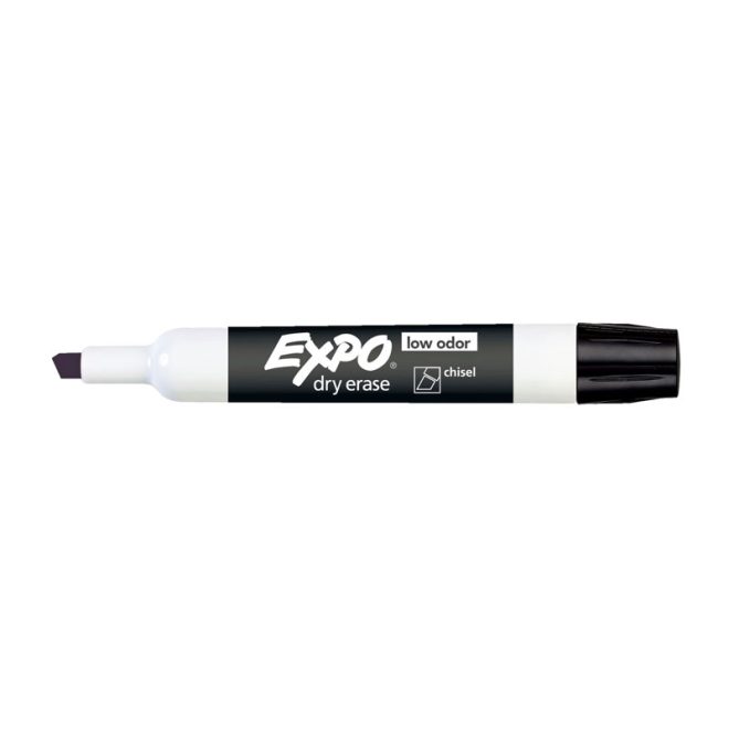 EXPO White Board Marker Chisel Color Box of 12 – Black