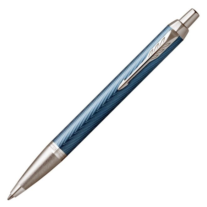 PARKER IM Premium Ballpoint Pen –  Blue Grey with Chrome Trim