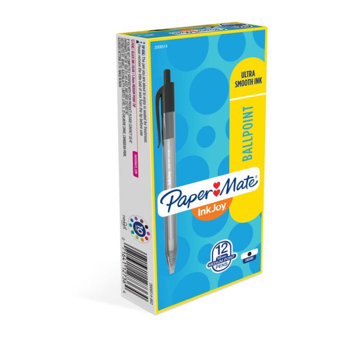 PAPER MATE InkJoy 100RT Ball Pen Box of 12 – Black