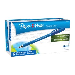 PAPER MATE Flex Grip Ball Pen 0.8mm Box of 12 – Blue