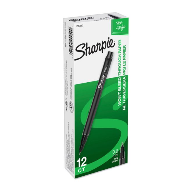 SHARPIE Fineliner Pen Box of 12 – Black