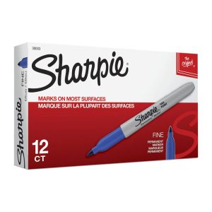 SHARPIE Permanent Marker Fine Point Box of 12 – Blue