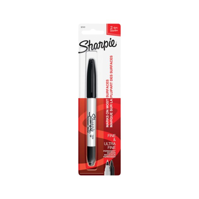 SHARPIE Marker TwinTip Black Box of 6