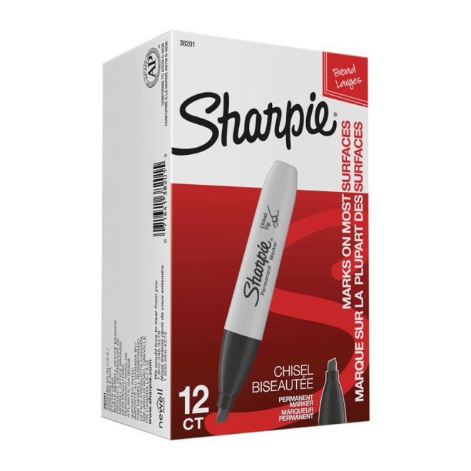 SHARPIE Chisel Tip Permanent Marker Black Box of 12