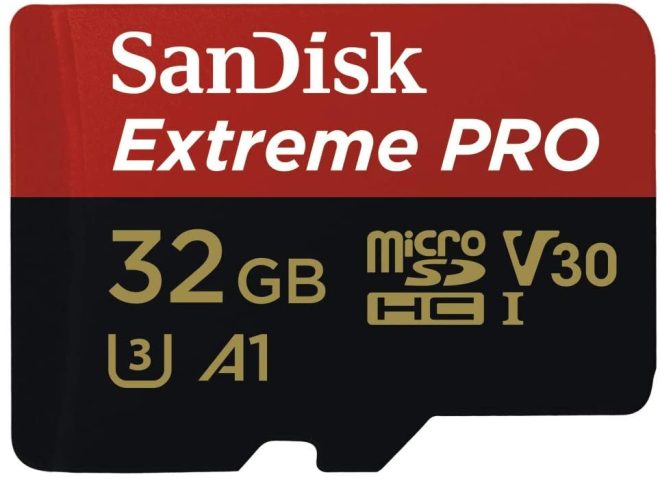 SANDISK SanDisk Extreme Pro microSDHC SQXCG V30 U3 C10 A1 UHS-1 R 90MB/s W 4×6 SD Adaptor Android Smartphone Action Camera Drones – 32GB