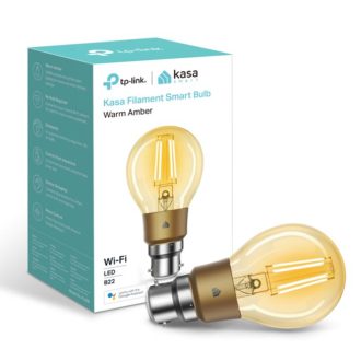 TP-Link KL60B Kasa Filament Smart Bulb, Warm Amber, Bayonet, Dimmable, No Hub Required, Voice Control, 2000K, 5kWh/1000h, 2.4 GHz,