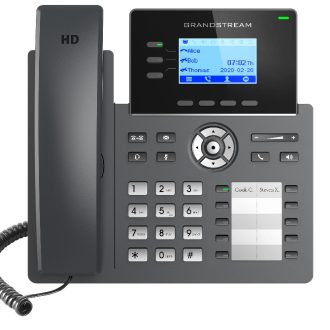 GRANDSTREAM GRP2604P 3 Line IP Phone, 6 SIP Accounts, 132×48 Backlit Screen, HD Audio, Powerable Via POE