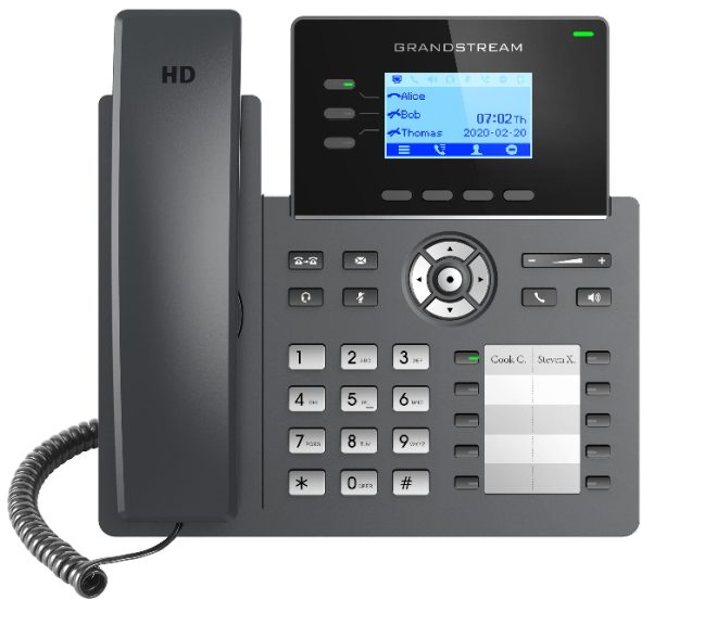 GRANDSTREAM GRP2604P 3 Line IP Phone, 6 SIP Accounts, 132×48 Backlit Screen, HD Audio, Powerable Via POE