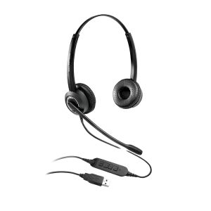 GRANDSTREAM GUV3000 Dual Ear USB Headset, Noise Canceling Microphone, HD Audio, 2m USB Cable, Suits Teams, Zoom, 3CX, Inline Controls