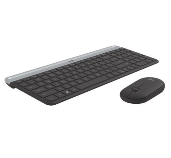 LOGITECH MK470 Slim Wireless Keyboard Mouse Combo Nano Receiver 1 Yr. – Black