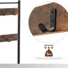 Rustic Brown Coat Rack Stand with Hallway Shoe Rack and Bench with Shelves Matte Metal Frame Height 175 cm