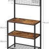 Industrial Kitchen Baker’s Rack with Storage Shelves 10 Hooks and Metal Mesh Shelf 84 x 40 x 170 cm Rustic Brown