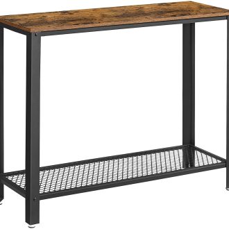 Console Table Metal Frame Rustic Brown