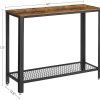 Console Table Metal Frame Rustic Brown