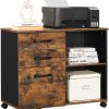 3-Drawer File Cabinet with Open Compartments for A4 Rustic Brown and Black