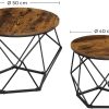 Set of 2 Side Tables Robust Steel Frame Rustic Brown and Black