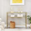 Console Table Metal Frame with 2 Shelves Adjustable Feet