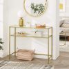 Console Table Metal Frame with 2 Shelves Adjustable Feet