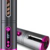 Portable Wireless Automatic Hair Curler for Travel with LED Temperature Display, Timer and USB Rechargeable – Pink