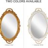 Oval Antique Gold 25 x 38 cm Vintage Carved Hanging Wall Mirror for Bedroom and Living-Room