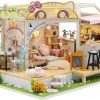 Dollhouse Miniature with Furniture Kit Plus Dust Proof and Music Movement – Cat Coffee (Valentine’s Day Gift Idea)