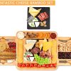 Bamboo Cheese Board Set with Knife Set with 4 Stainless Steel Knife & Thick Wooden tray for Wine Crackers, Brie and Meat