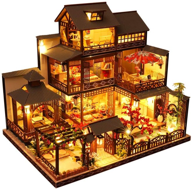 Dollhouse Miniature with Furniture Kit Plus Dust Proof and Music Movement – Giant Asia (1:24 Scale Creative Room Idea)