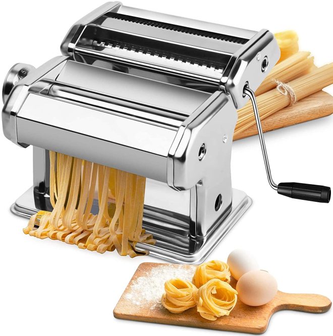 Pasta Maker Manual Steel Machine with 8 Adjustable Thickness Settings