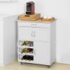 Kitchen Trolley with Wine Racks, Portable Workbench and Serving Cart for Bar or Dining