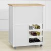 Kitchen Trolley with Wine Racks, Portable Workbench and Serving Cart for Bar or Dining