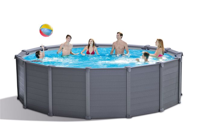 INTEX 4.78M X 1.24M GRAPHITE GRAY PANEL POOL SET