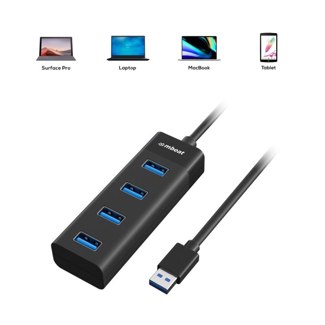 mbeat 4-Port USB 3.0 Hub – Black