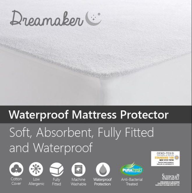 Dreamaker Waterproof Fitted Mattress Protector Bed – SINGLE