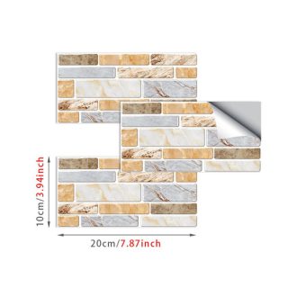 9PCS Mosaic Marble Bricks Self-adhesive Bathroom Kitchen Wall Tile Sticker