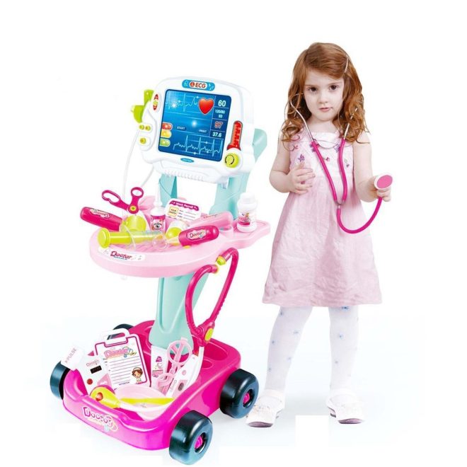 Kids Children’s Doctors Medical Cart & ECG Machine for Toddler Play