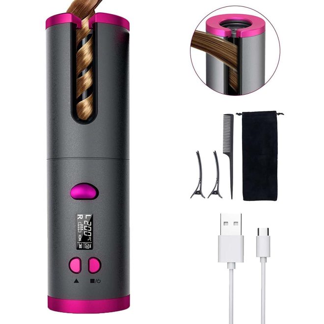 Cordless Ceramic Automatic Hair Curler for Portable Hair Styling