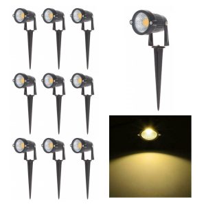 10PCS 12V LED Waterproof Outdoor Garden Spotlights Landscape Light Flood Lights – Warm White