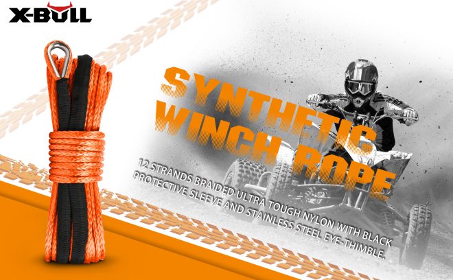 X-BULL Winch Rope Dyneema Synthetic Rope 5.5mm x 13m Tow Recovery Offroad 4wd. – Orange