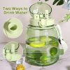 Clear Large Water Bottle Water Jug with Adjustable Shoulder Strap – Green