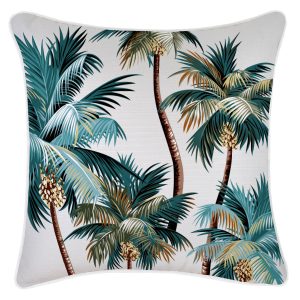 Cushion Cover-With Piping-Palm Trees White – 45×45 cm