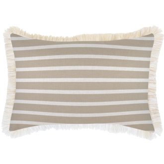 Cushion Cover-Coastal Fringe Natural-Hampton Stripe Beige