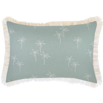 Cushion Cover-Coastal Fringe Natural-Palm Cove Seafoam