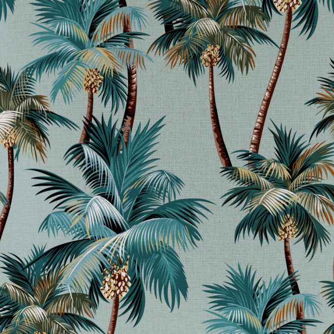 Cushion Cover-Coastal Fringe Natural-Palm Trees Seafoam – 35×50 cm