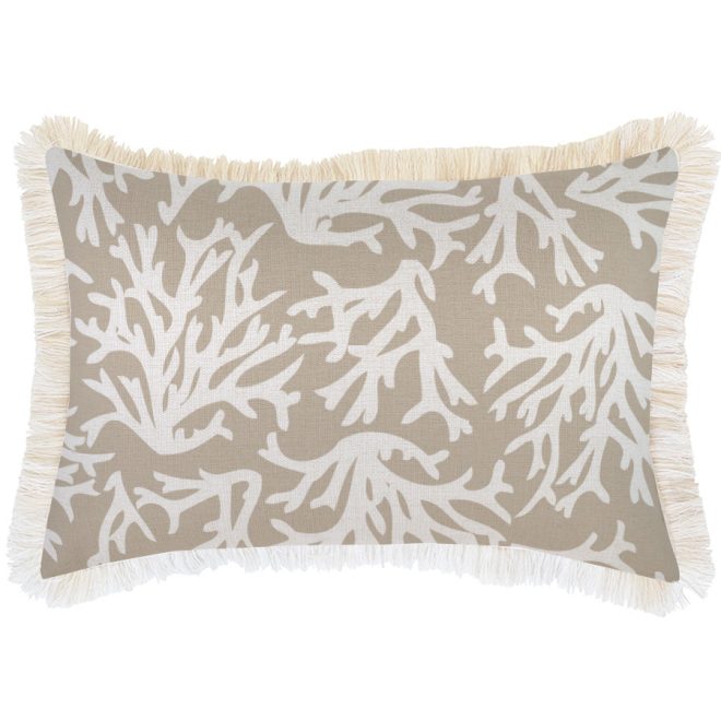 Cushion Cover-Coastal Fringe Natural-Coastal Coral Beige – 35×50 cm