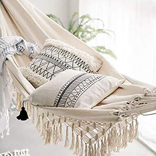 Boho Cotton Macrame Hammock – Natural