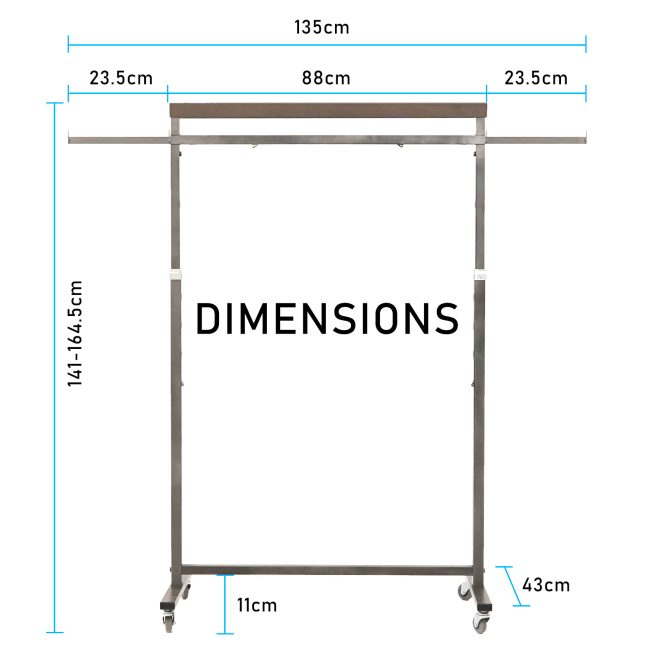 Meoktong Clothes Rack Coat Stand Hanging Adjustable Rollable Steel – Pearl Grey