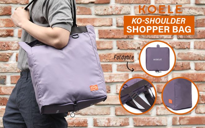 KOELE Shopper Bag Tote Bag Foldable Travel Laptop Grocery KO-SHOULDER – Purple